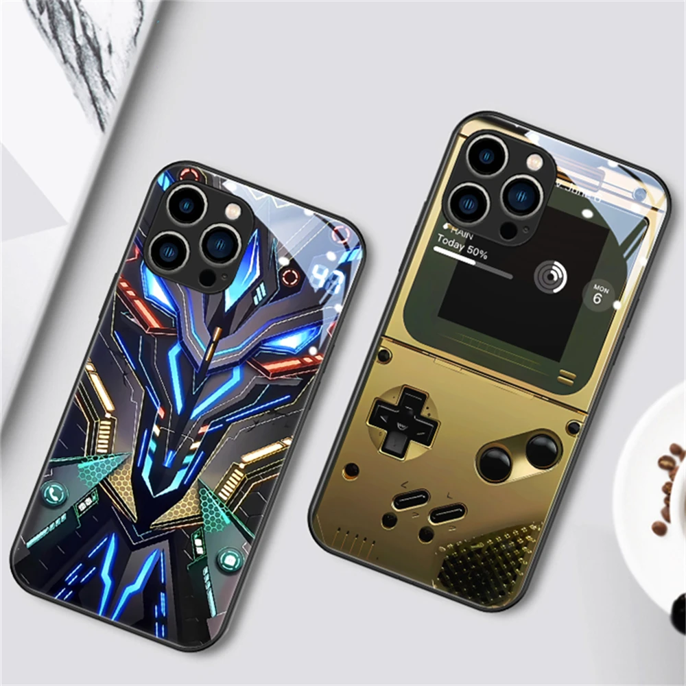 Classic Games Console LED Colorful Light Up Phone Case Flash Cover For iPhone 15 14 13 12 11 Pro Max X XR XS 6 7 8 Plus SE2020