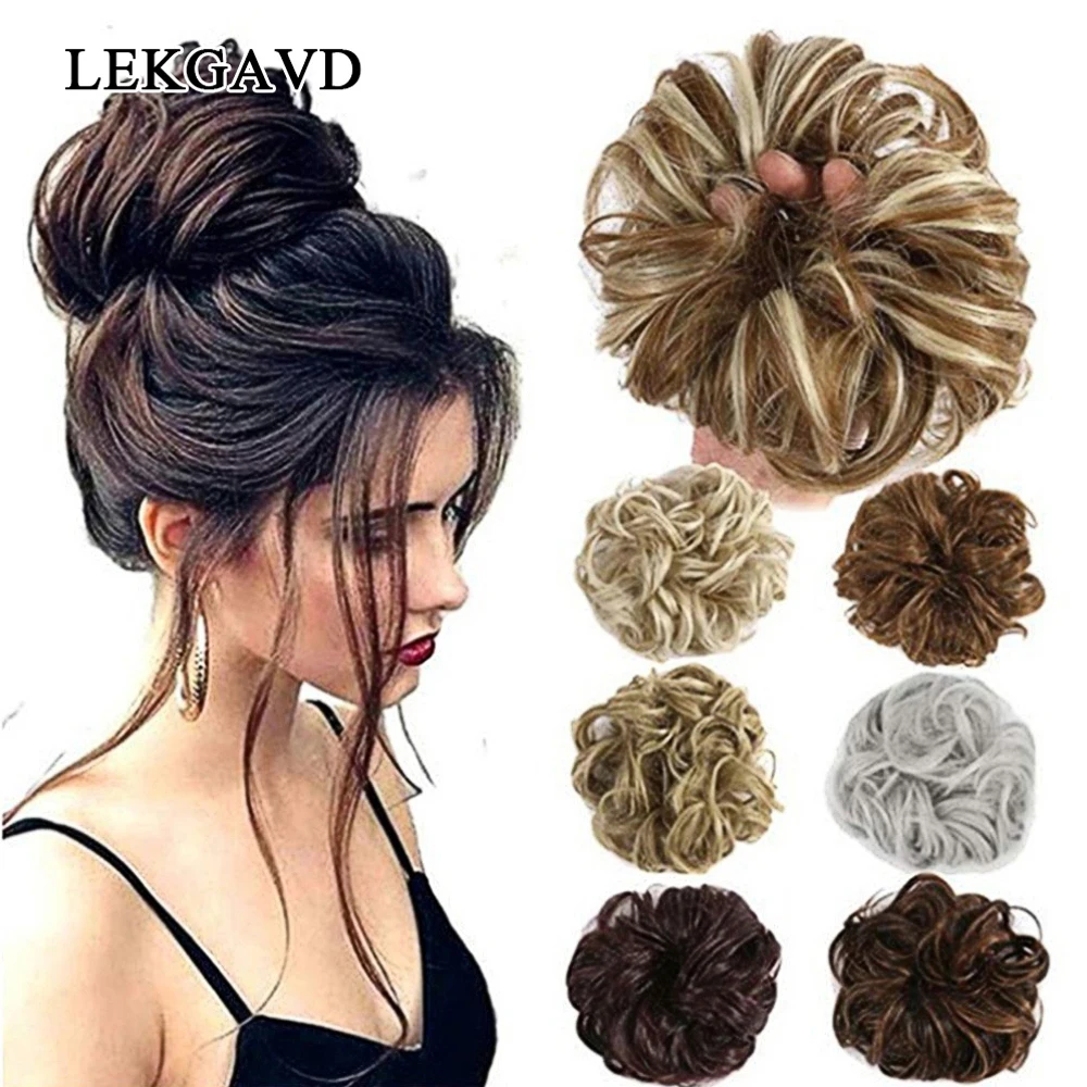 Curly Messy Bun Hair Piece Hair Scrunchie Fake Natural Look Wig Hair Ring Fluffy Hair Decoration Girl Hair Tie Braiding Tools bamboo panda silicone mold fondant cake decoration mould chocolate baking tools kitchenware for cakes