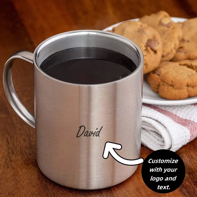 Customized Personalized 304 Stainless Steel Water Cup Heat Insulation Anti Scalding Coffee Tea Wine Cup Outdoor Camping Portable