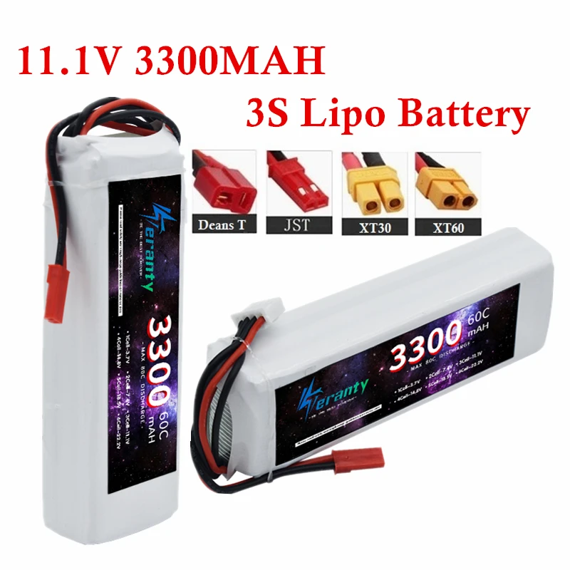 Batterie Lipo 11.1V 1500-3300mAh 45C-60C XT60/T pour Drone