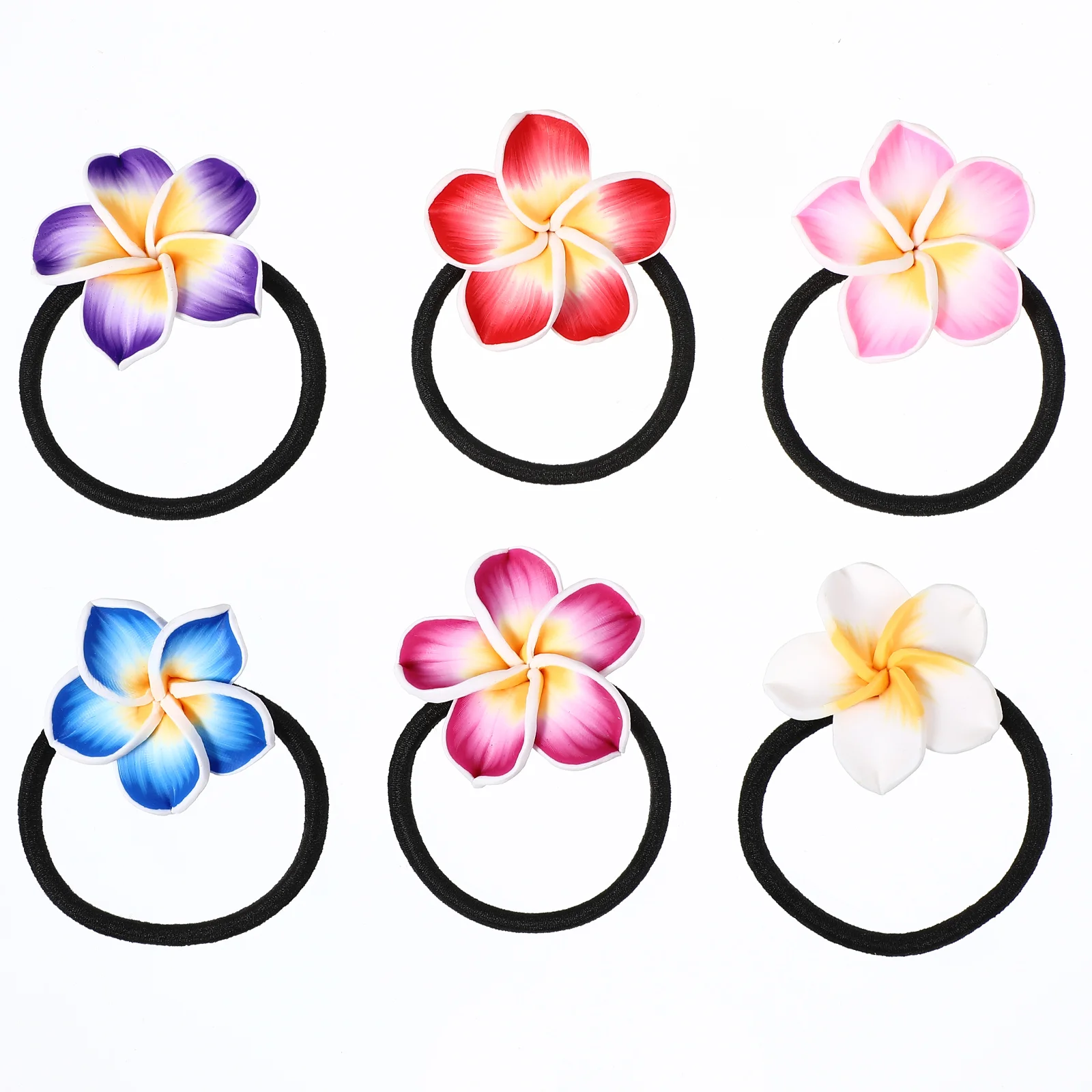 Hawaiian Hair Band Decorations Flower Hairband Pins Holder Plumeria Elastic Bands Miss Clip 36pcs plumeria flower hair clips hawaiian foam flower clips frangipani artificial clips for bridal wedding hair decorations