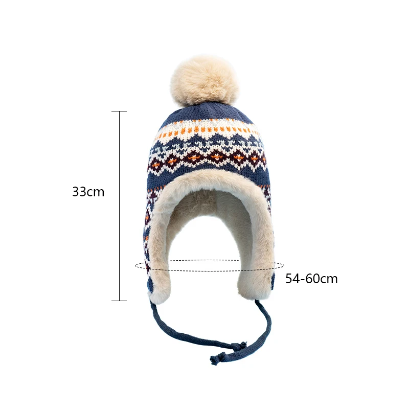 Winter Warm Bomber Hat Thermal Knitted Thick Fleece Earflap Hat Plush Windproof Women Winter Outdoor Travel Hiking Ski Hat