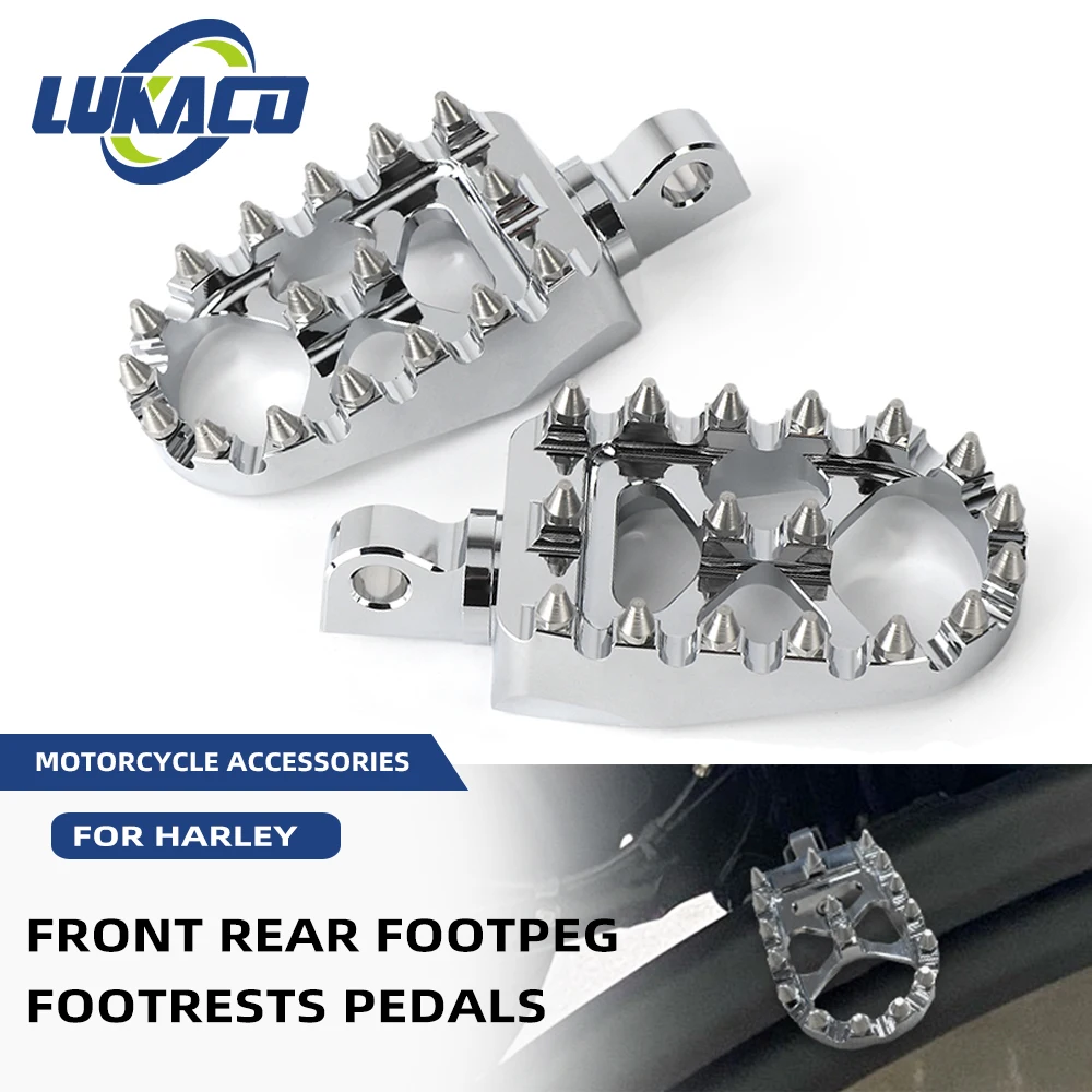 

Front Rear Foot Pegs Pedals Motorcycle Wide Fat Footpegs Bobber Footrests For Harley Dyna Fatboy Sportster Iron 883 Street Bob