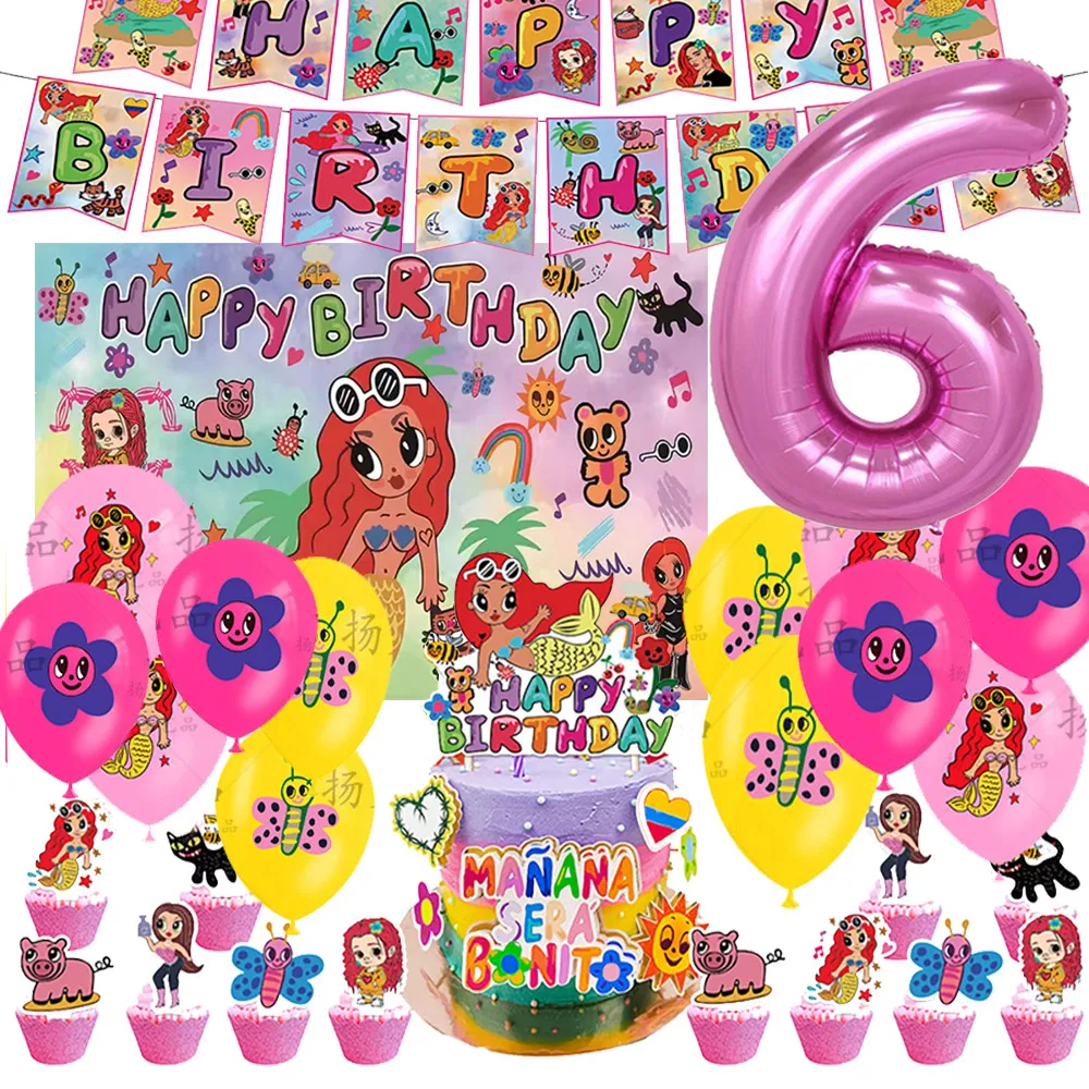 M-Manana Sera Bonito Theme Girl's Birthday Party Decoration Supplie Balloon Banner Backdrop Cake Topper Baby Shower Decor Props