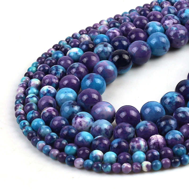 Vibrant Orange and Blue Jasper Round Beads for DIY Jewelry Making - Natural Loose Stones in Various Sizes