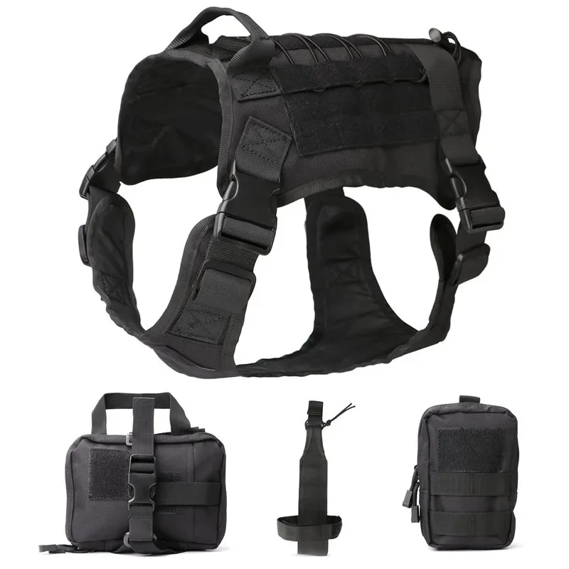 

Tactical Service Dog Vest Training Hunting Molle Nylon Military Patrol Dog Harness with Handle Hunter Tactic Vest Camo Dog