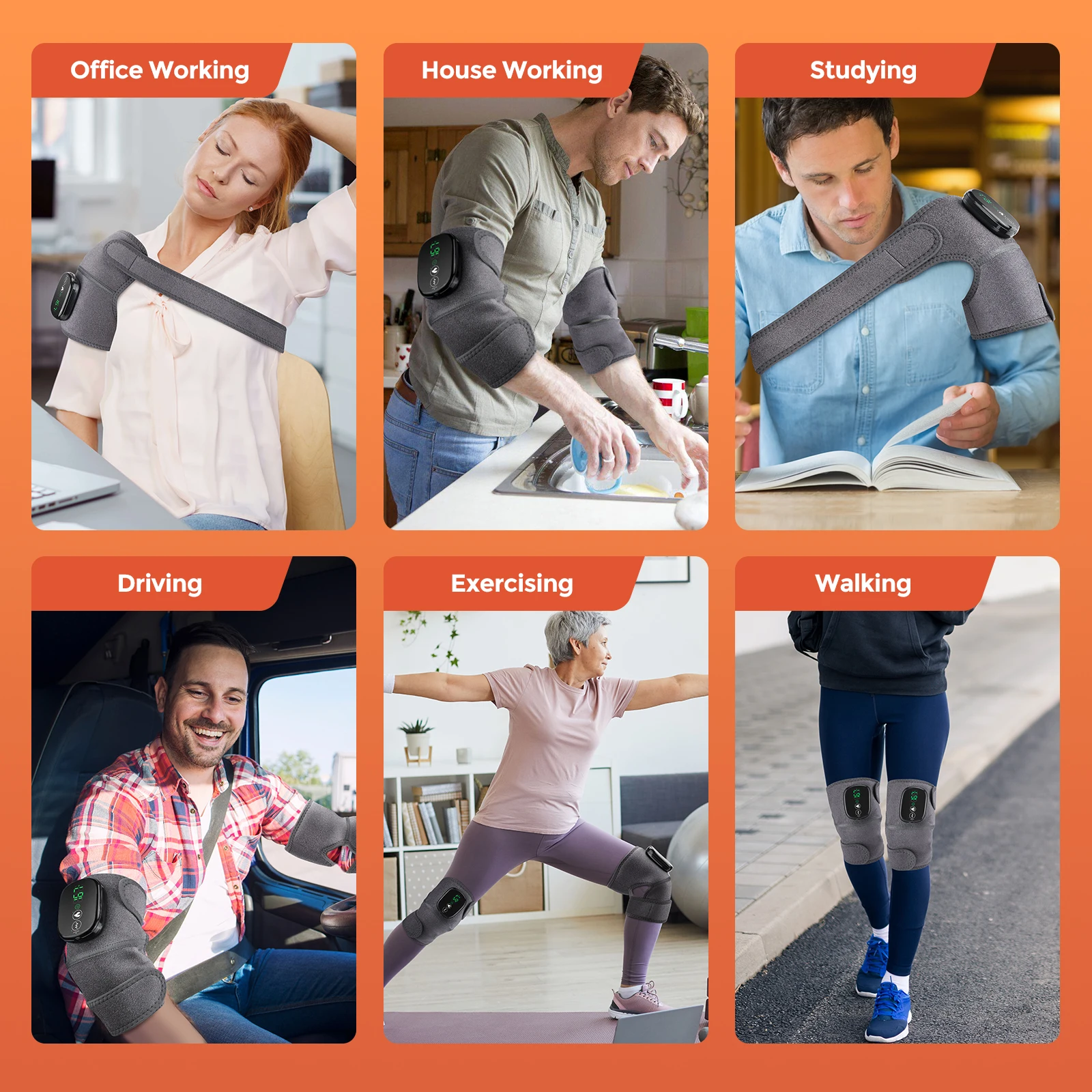 Thermal Knee Massager 3 in 1 Shoulder Knee Elbow Heating Massage Support Brace Rechargeable Vibration Pad Machine Muscle Relax