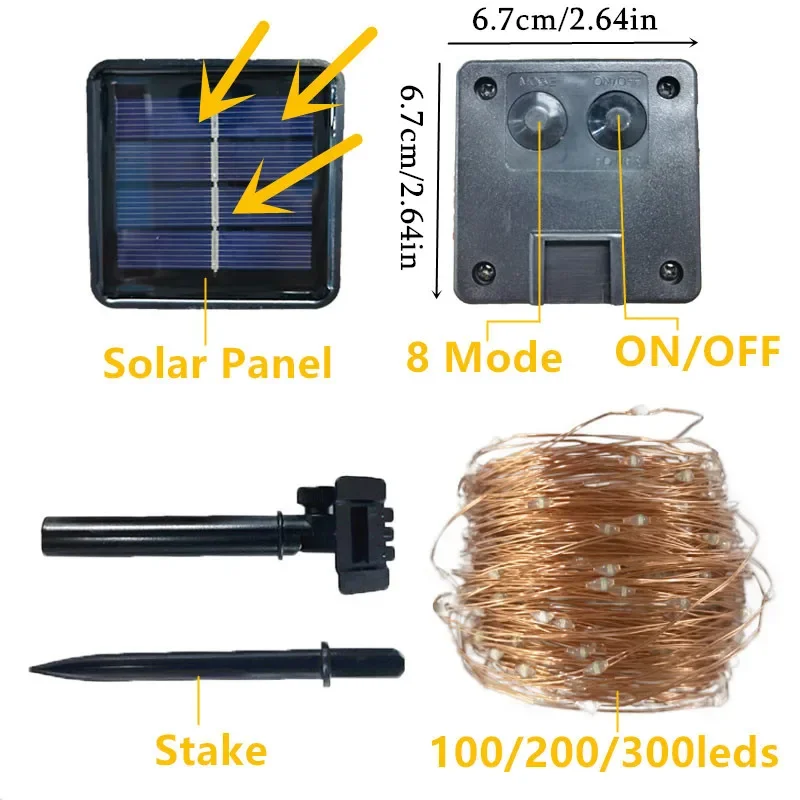 7m/12m/22m/32m Solar LED String Light Outdoor Waterproof 8Modes Street Garland for Party Wedding Christmas Decoration led string lights led fairy lights string lights decorative lights