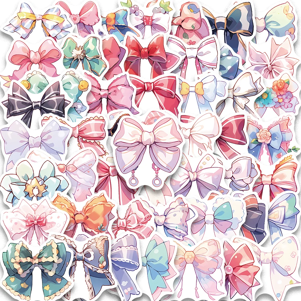 

50pcs Cute Beauty Bowknot Stickers for Motorcycle Luggage Guitar Skateboard Waterproof DIY Cartoon Butterfly Children‘s Gift Toy