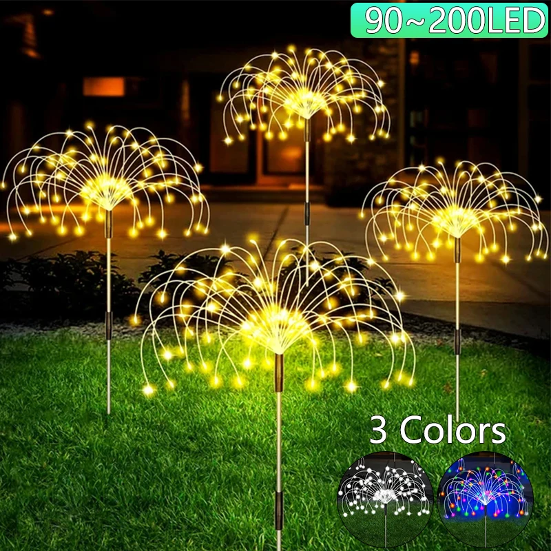 90-200LED Solar Lights Waterproof Outdoor 8 Lighting Modes Fairy String Light Christmas Garden Decoration