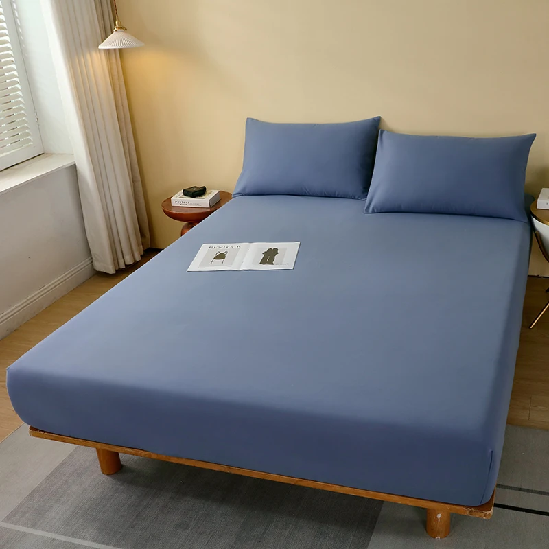 Cotton Fitsheet High-Quality Mattress Cover With Elastic Band Bedsheet Solid Color Single Double Full Queen Size Fitted Sheet