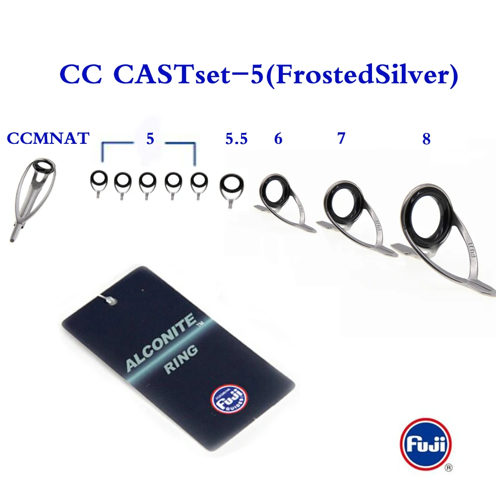 Original Fuji KW30-8A10A Silber oder Dunkelgrau Alconite-Ringset für Brandungsruten und schwere Brandungsfischerei-Rutenkomponenten – Detail 13
