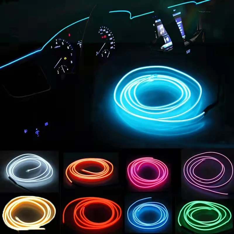 Car Environment El Wire LED USB Flexible Neon Interior Lights Assembly RGB Light For Automotive Decoration Lighting Accessories images - 6