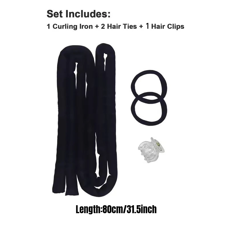 0.8M/0.85M/1M Heatless Curling Rod Headband Set No Heat Rollers Soft Hair Curlers Lazy Silk Curls Sleeping Headband Ties Styling