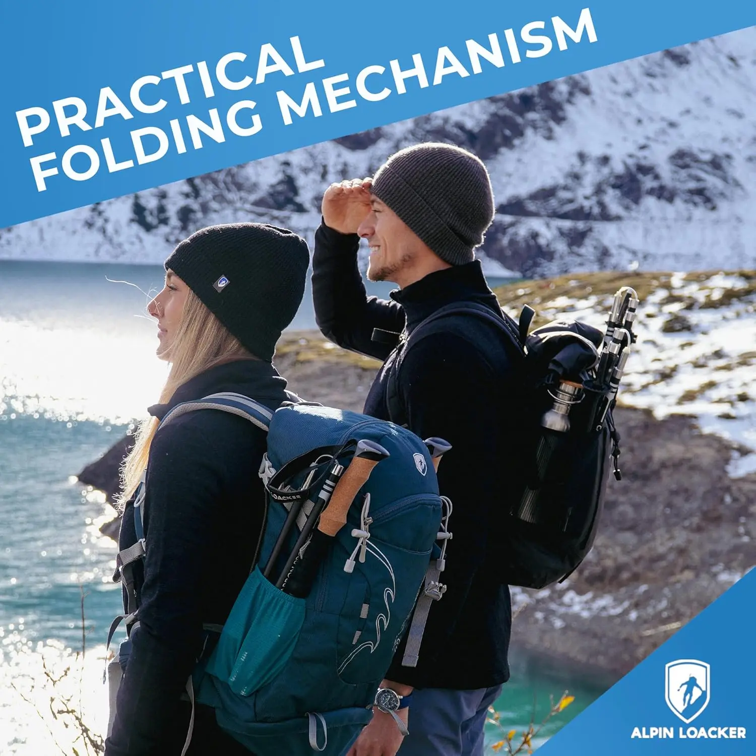 Collapsible Trekking Poles for Hiking: Carbon or Aluminum, Ultra Lightweight, Adjustable with Cork Grip