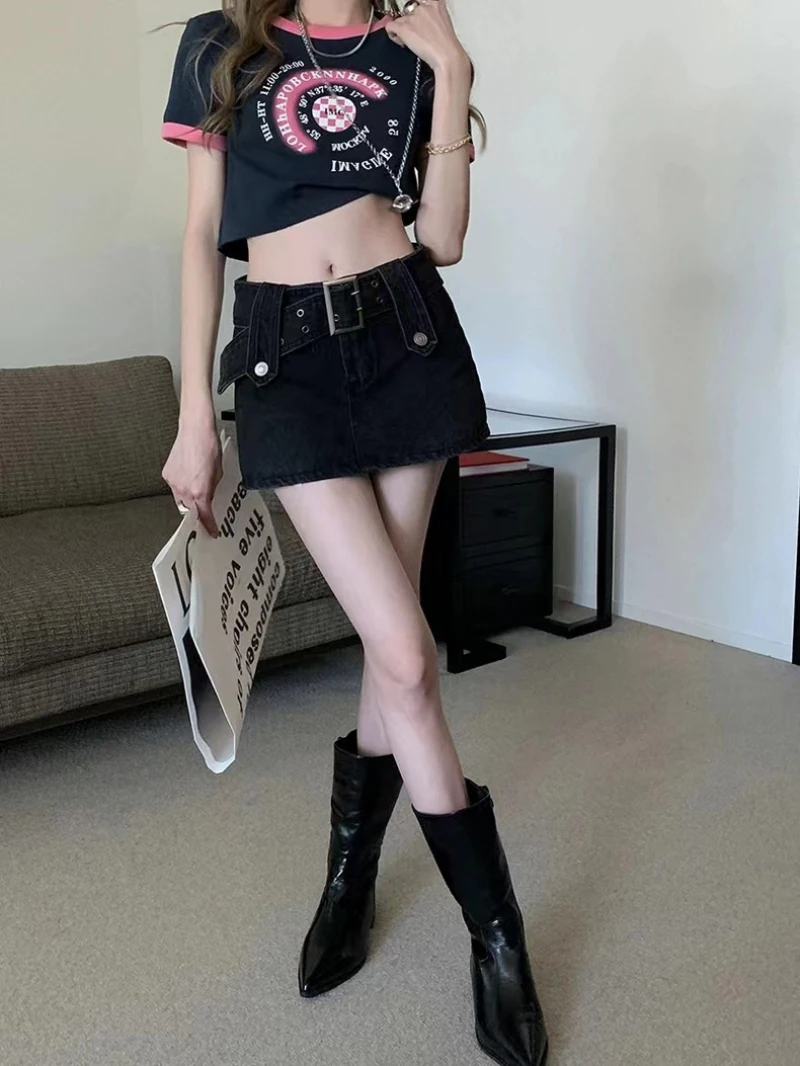 Neue hoch taillierte Retro Hot Girl Style blauen Jeans rock Nische breiten Bund lässig abnehmen A-Linie Rock Denim kurzen Rock – Detail 11