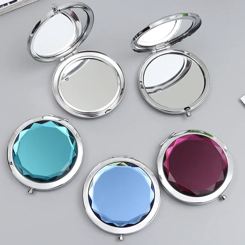 Luxury Crystal Makeup Mirror Personalized Gift Folding Mirror Mini Compact Makeup Cosmetic Two-side Folding Mirrors gifts