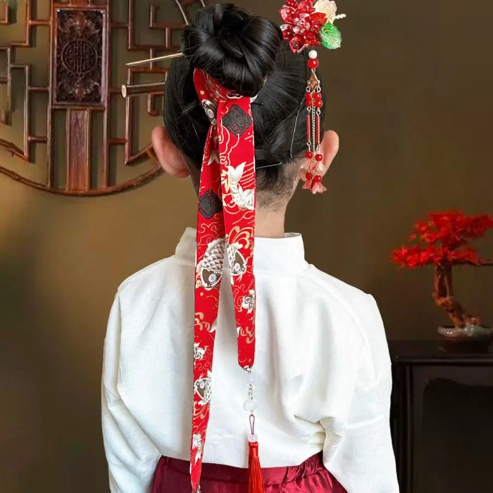 

Embroidery Chinese Style Hair Band Crane Horse Face Skirt Ornament Bow Ribbon Headwear Tassel Cloth Hanfu Hair Accessories