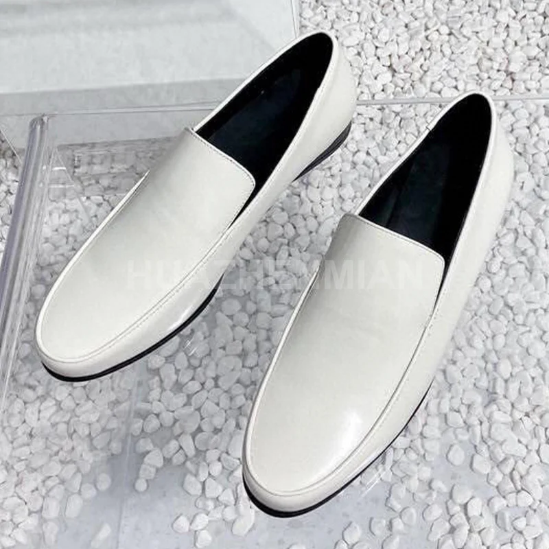 

Female Leisure Shoes Spring Autumn 2023 New Real Leather Upper Round Head Solid Color Flat Shoes Simplicity Versatile Loafers