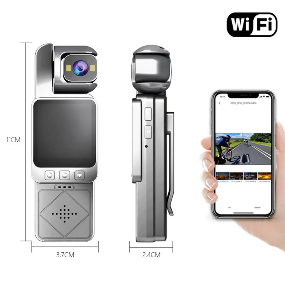 1080P HD 미니 액션 카메라 WIFI IP65 방수 360 °   회전 렌즈 스포츠용 흔들림 방지 코더 가슴 착용형 비디오 사이클링 레코더