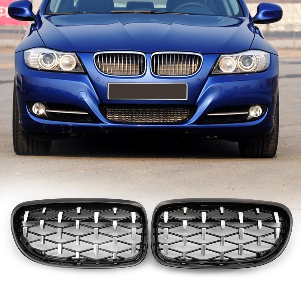 자동차 스타일링 전면 키드니 그릴 크롬 블랙 더블 슬랫 스포츠 스타일, 전면 후드 키드니 그릴, BMW 3 시리즈 E90 E91 2008-2011