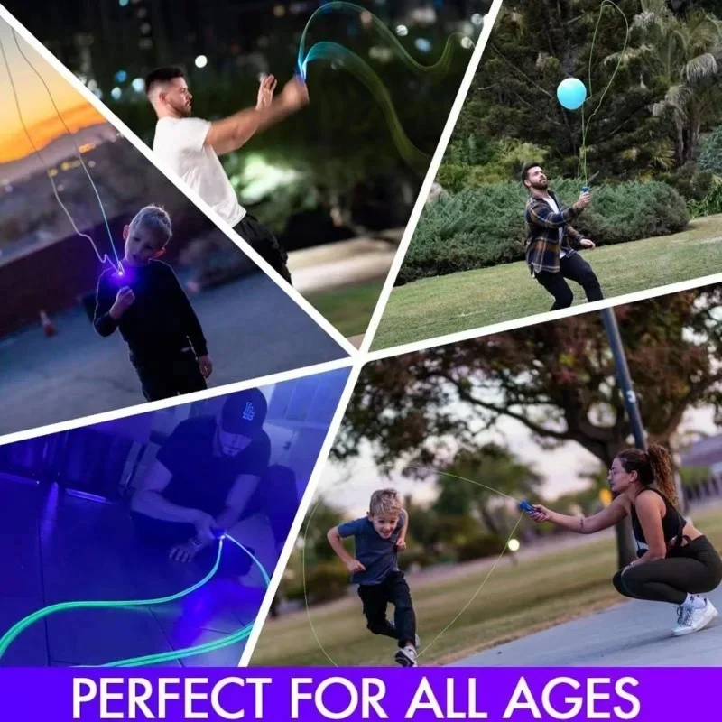 Glow-in-The-Dark String Shooter Toy Built-in UV Blacklight Safe Fun Adult Kids Rope Launcher Gift Stress Relieving Toys