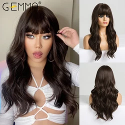 GEMMA Ombre Brown Blonde Long Straight Synthetic Wig with Bangs - High-Temperature Natural Look (LC226-2)