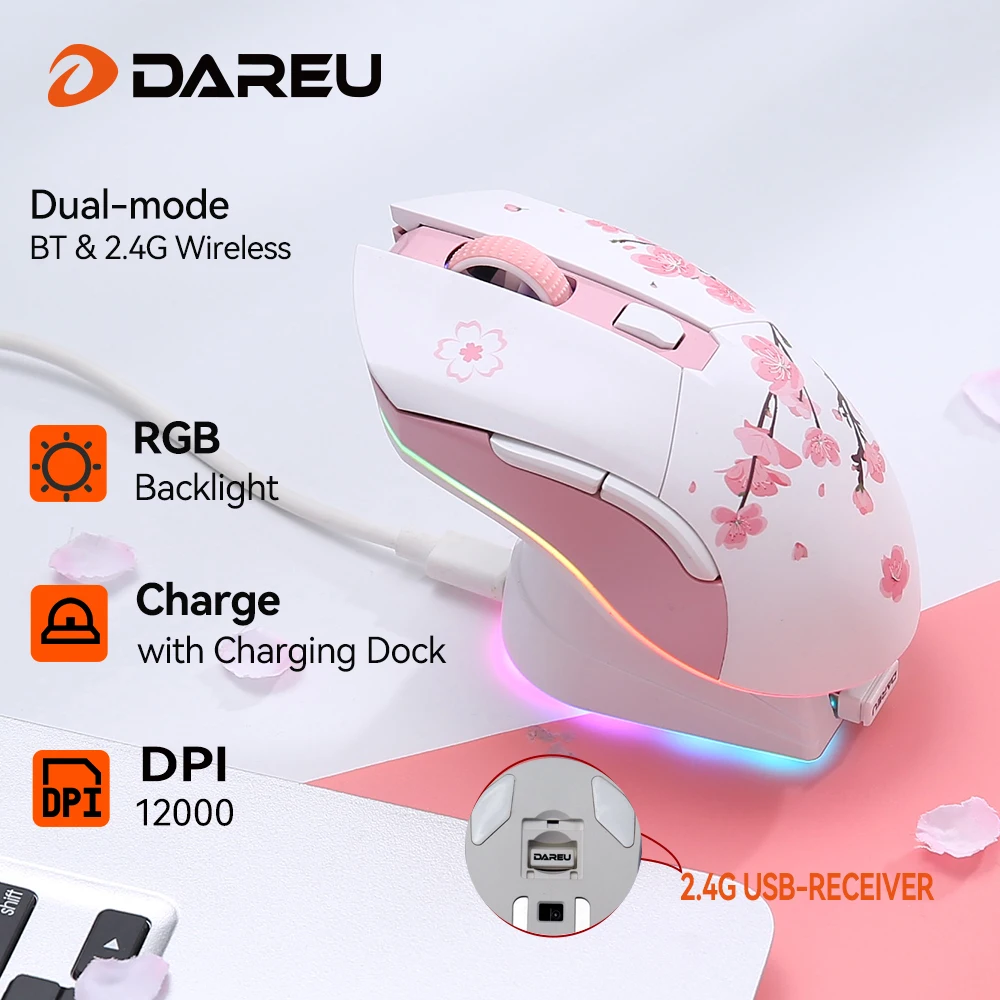 Dareu RGB充電ドック付きゲーミングマウス Amazon | DAREU ゲーミングマウス 無線 水色/ブルー ワイヤレス