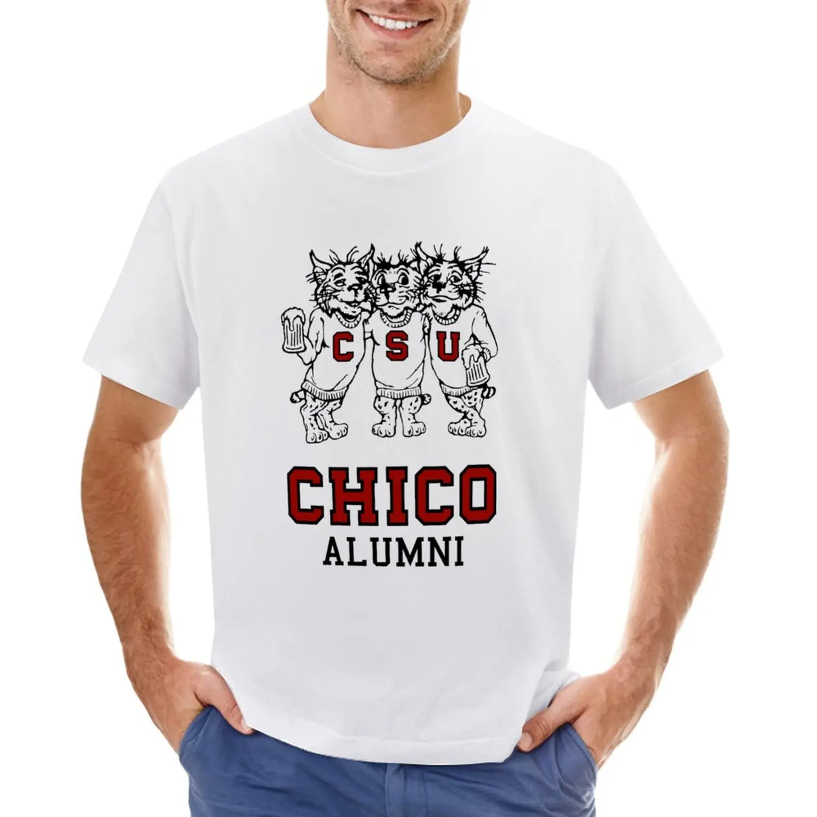 Chico State Alumnivintage Drinking Wildcats Logo Dal 1970 E X27;S1980 & X27;S Classic T-Shirt T-Shir Plain Men Clothes