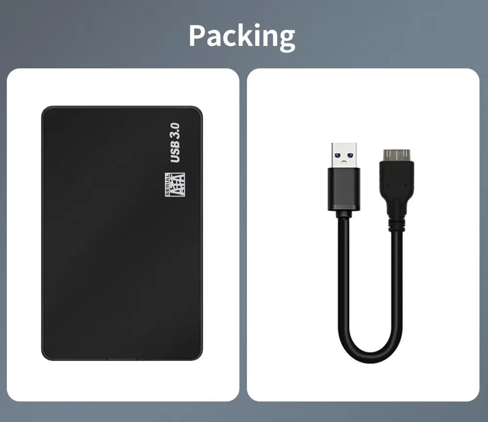 USB2.0/USB 3.0 외장 하드 드라이브 케이스 2.5인치 SATA HDD SSD 박스 (PC, 노트북, 스마트폰, PS5용) - 데이터 전송 케이스