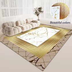 Luxury Gold Area Rug for Living Room Decoration Home Sofa Tables Rugs Non-slip Soft Bedroom Carpet Flannel Washable Mat Bedside