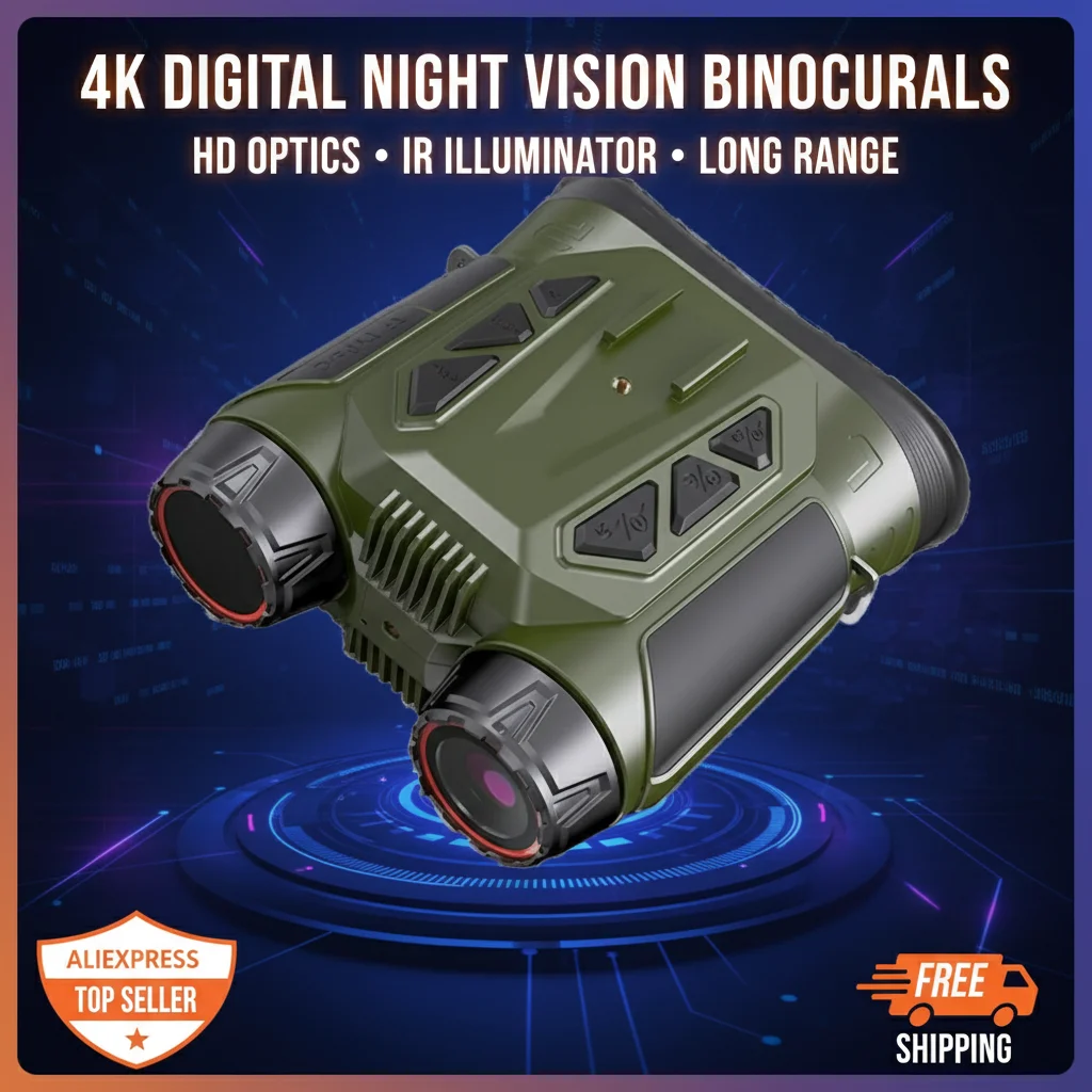 NVC900 헤드 마운트형 야간 투시 쌍안경 4K UHD WiFi 적외선 디지털 카메라 망원경 48MP 16배 줌 사냥 및 캠핑용