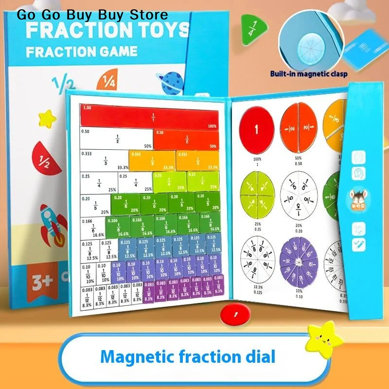 Montessori Fraction Learning Math Toy Magnetic Arithmetic Teaching Aids Wooden Book Educational Toys for Children Christmas Gift - 6