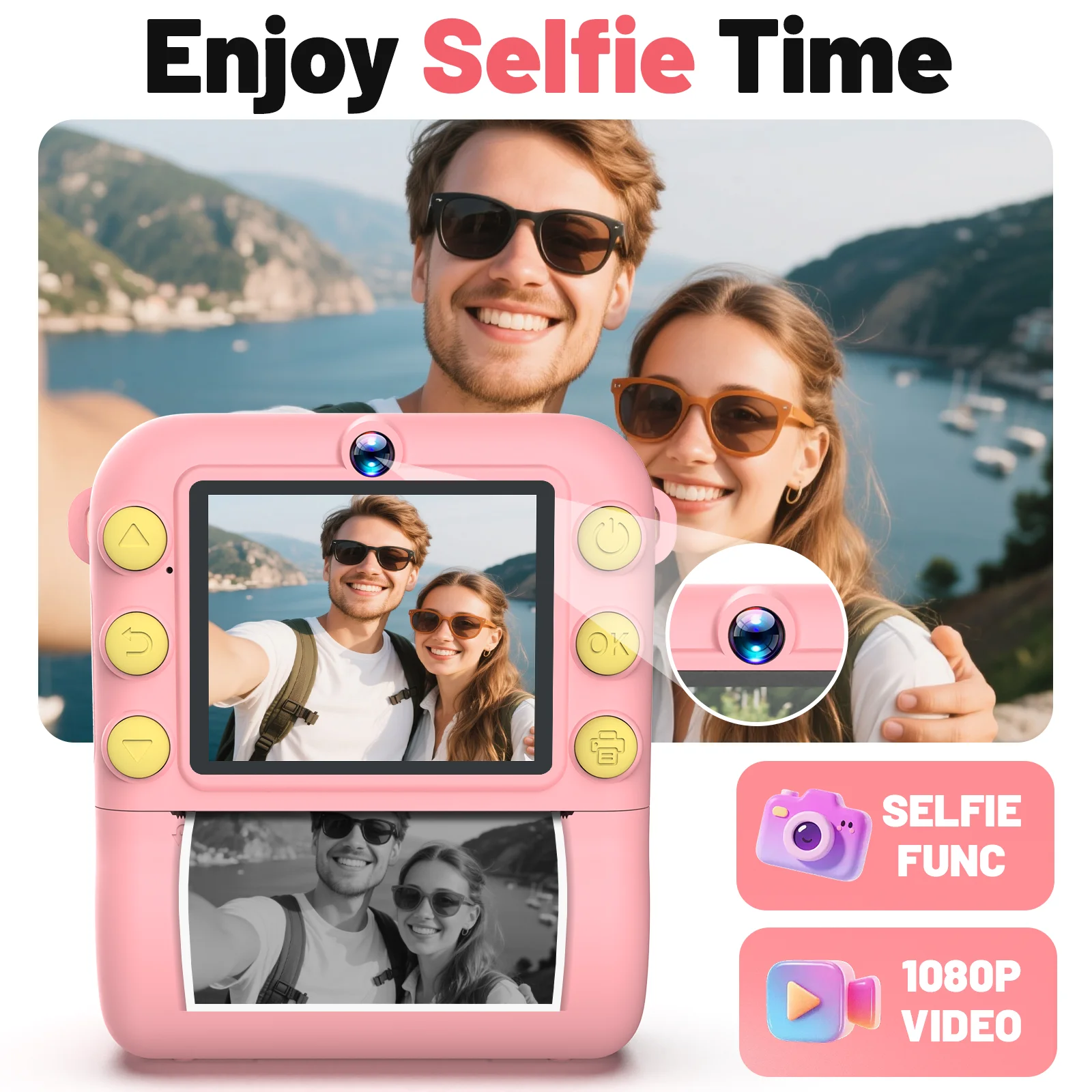 Instant Print 1080P HD Dual Lens Thermal Camera with Games