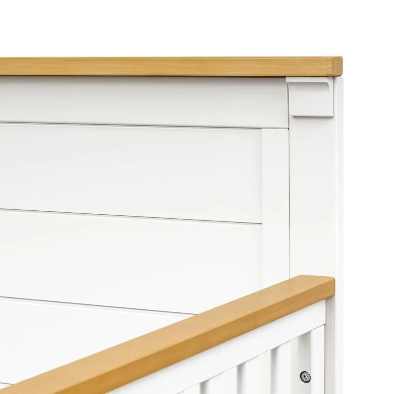 4-in-1 Convertible Crib in Light Sage and Honey, GREENGUARD Gold Certified 4