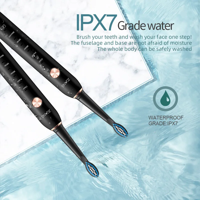 소닉 지능형 전동 칫솔 5단계 청소 모드 USB 충전식 휴대용 가정 및 여행용 구강 관리