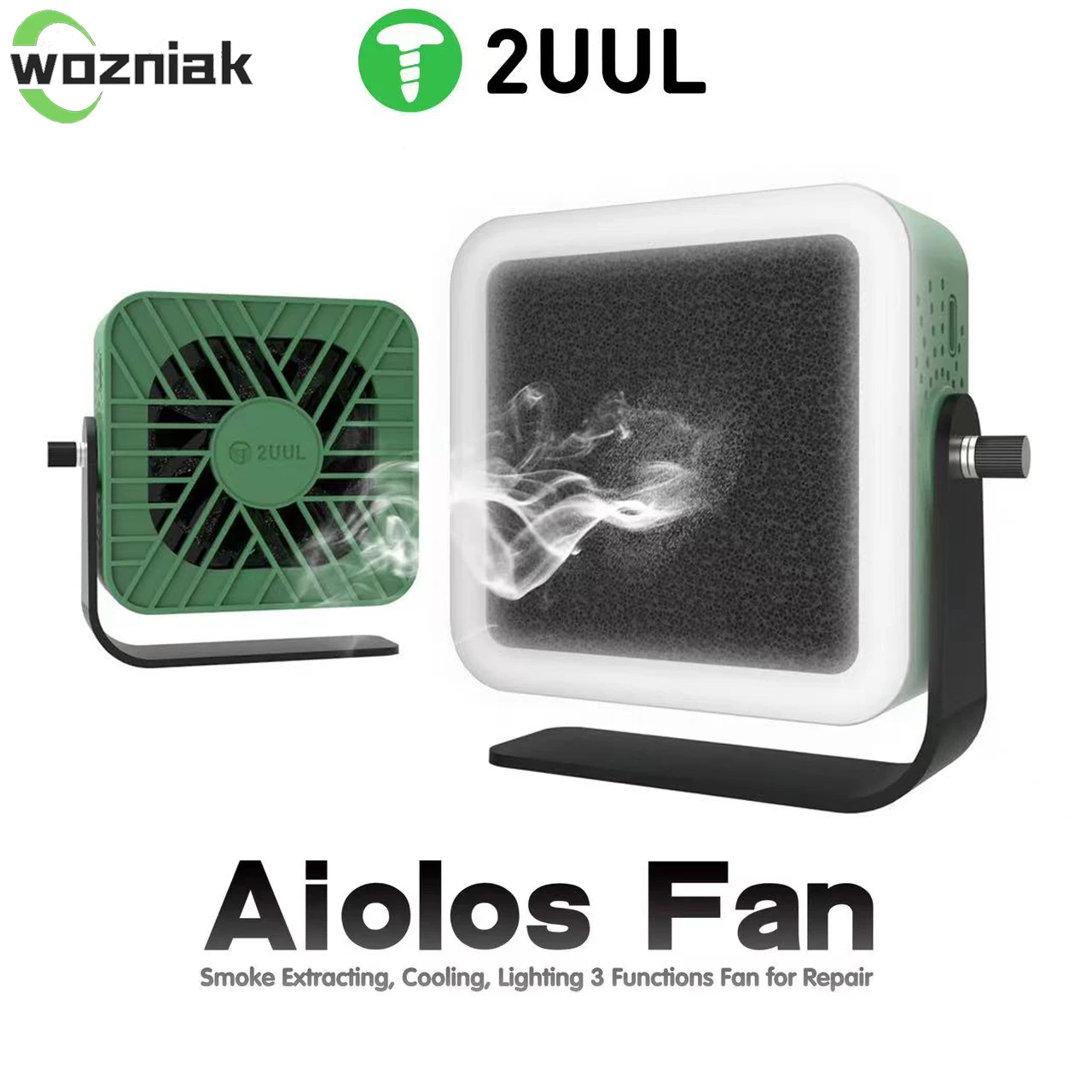 2UUL Aiolos 팬 연기 배기 냉각 조명 휴대 전화 마더 보드 용접 빠른 냉각 팬용 납땜 연기 충전