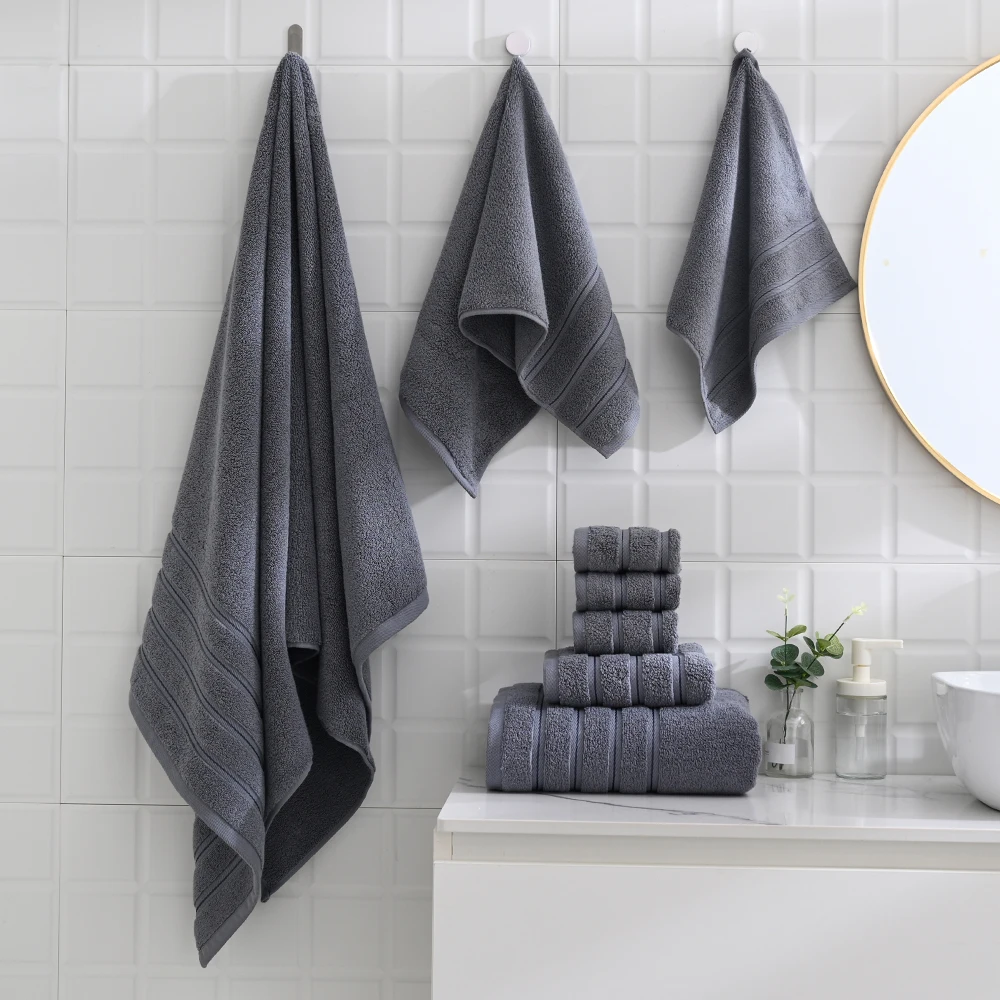 Description Picture 2 of item6/8 Pieces Towel Set Bathroom Cotton Super Absorbent Home Hotel Beauty Salon 4 Square Towels Towels 2 Face Towels 2 Bath Towels