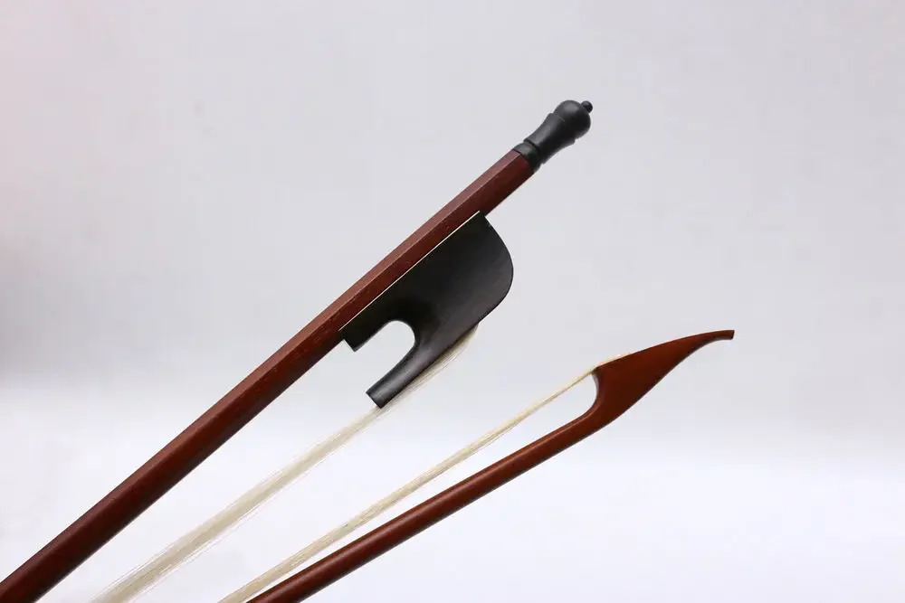 

4/4 Full Size Violin Bow Brazilwood Ebony Frog Horse Hair Black Leather Baroque Style Wooden Bows Straight Violin Parts
