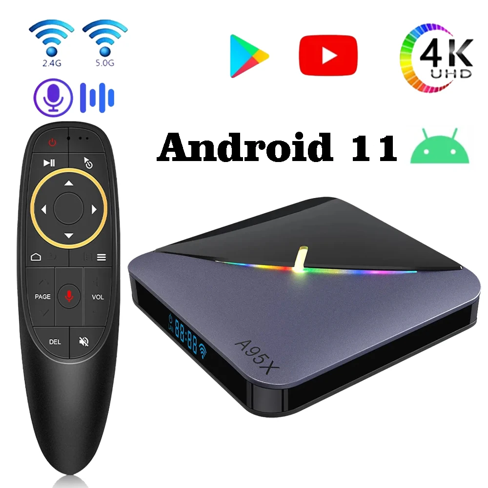 

Приставка Смарт-ТВ A95x F3airll, Android 11, Amlogic S905Y4, 4K, 4 ГБ, 64 ГБ