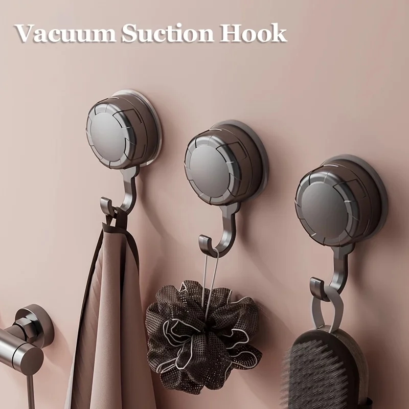 3 Strong Vacuum Suction Cup Hooks - Suitable for Bathroom and Bedroom Organization - Firm,Easy to Install, Wall-Mounted Storage