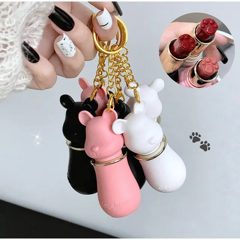 Description Picture 4 of item2025 Sweet Heart Bear Lip Balm Long-lasting Moisturizing Lip Gloss Non-stick Cup Waterproof Lip Makeup Korean Dudu Lip Lipstick