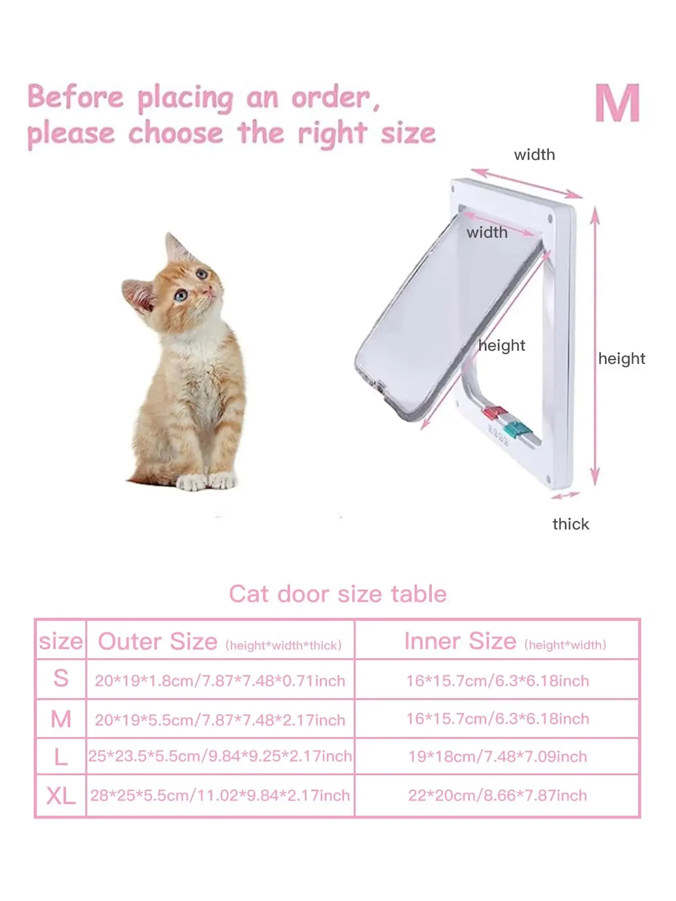 Cat Door 1PC Dual Entry and Exit Door Opening for Pet Cats