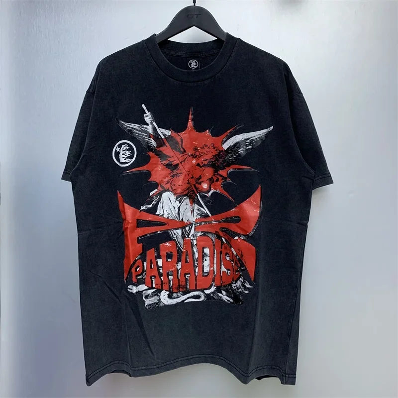 

2024ss Washed Black HELLSTAR Hip Hop T Shirts For Men Women 1:1 High Quality Y2K Oversized T Shirt
