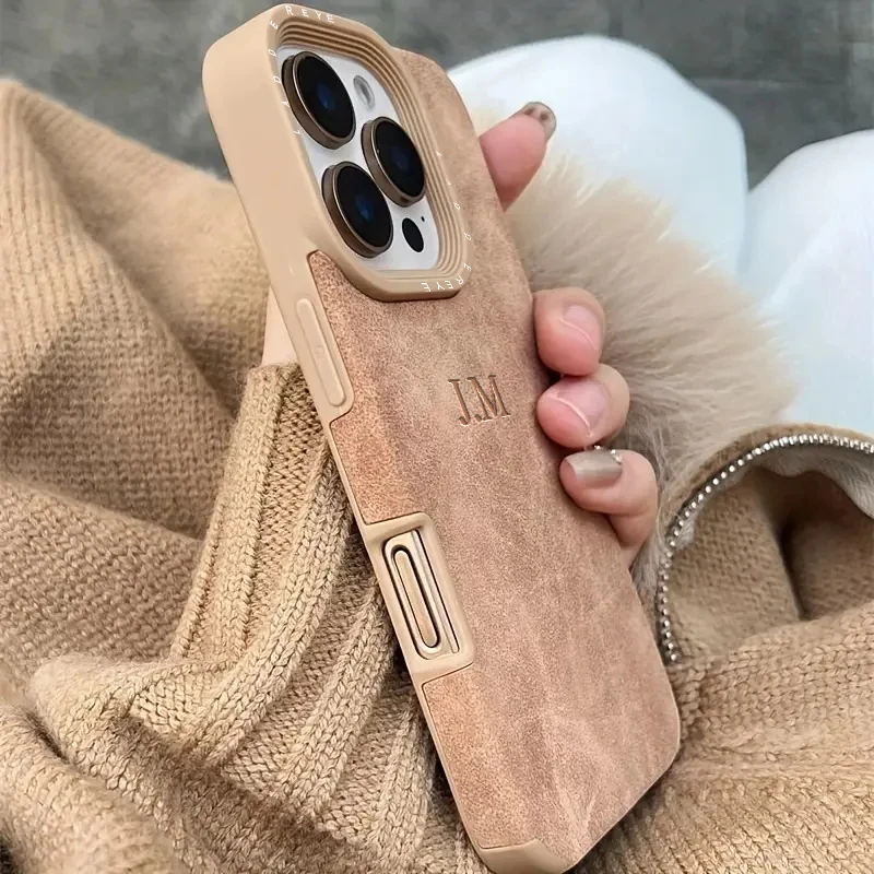 Personalized Luxury Suede Phone Case with Custom Name Design