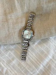Elegant Stainless Steel Mini Square Quartz Watch - Casual, Stylish, and Waterproof Design (Silver)