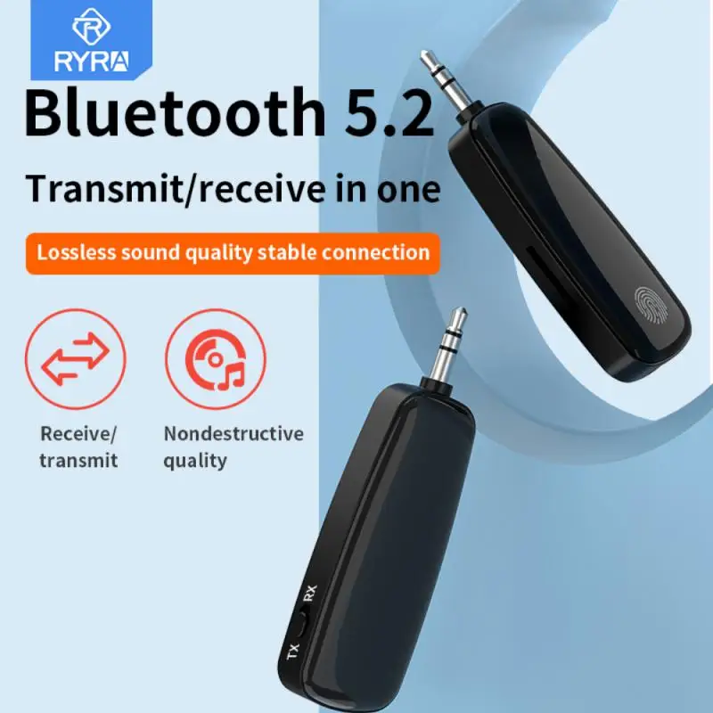 

RYRA Bluetooth5.2 Transmitter Receiver 3.5mm AUX Jack Audio Wireless Adapter For Car Stereo Hands-free Call TF Card Audio Player