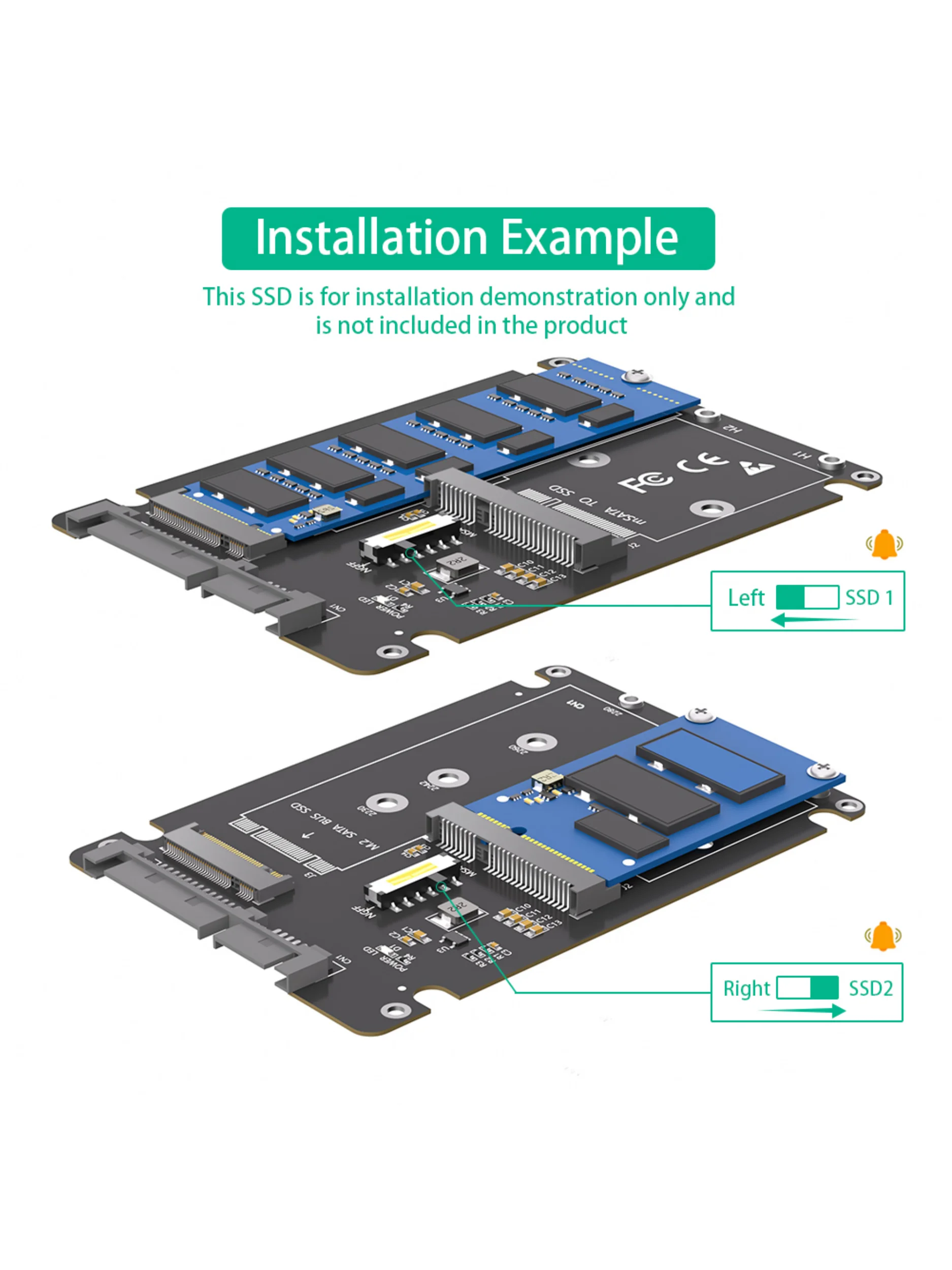 SSD Enclosure Hard Drive Adapter Plastic 2 in 1 Combine M.2 NGFF key B & mSATA SSD To 2.5 SATA3