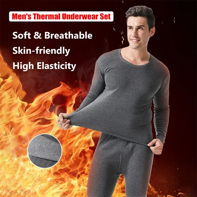 Ensemble de sous-vêtements thermiques pour hommes, coton doux