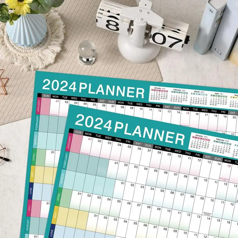 2024 Calendar 12 Month Wall Annual Year Planner Yearly Wall Calendar 2024 From Jan.2024 To Dec.2024 Thick Paper Horizontal